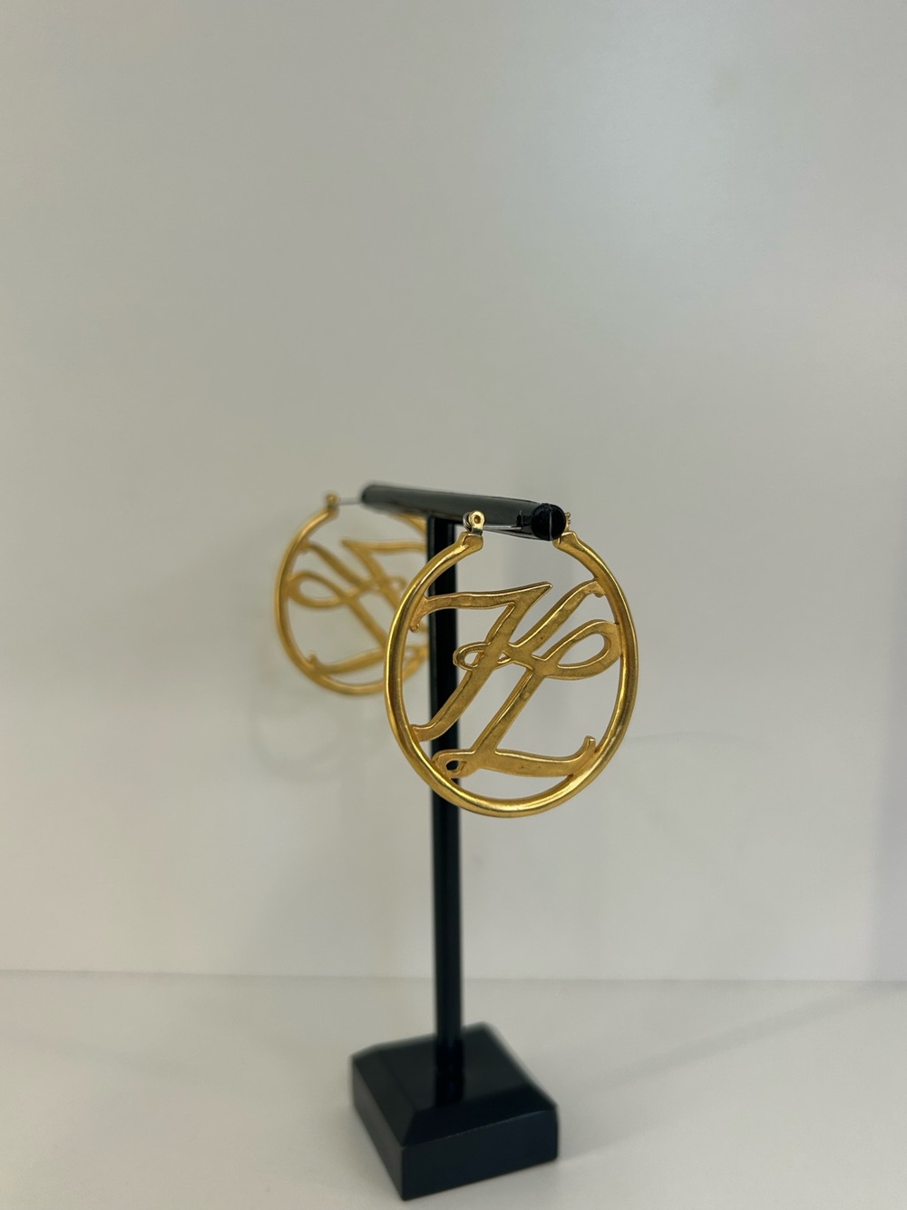 Vintage Karl Lagerfeld Pierced Hoop Earrings
